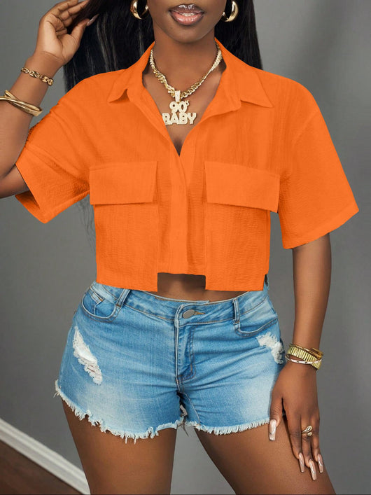 Camiseta Casual para Mujer con Bolsillos - Colores Sólidos - Image 15