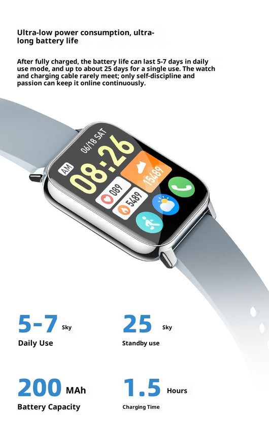 Reloj Inteligente P90 con Pantalla Cuadrada 185, Llamadas Bluetooth y Monitoreo de Salud - Image 9