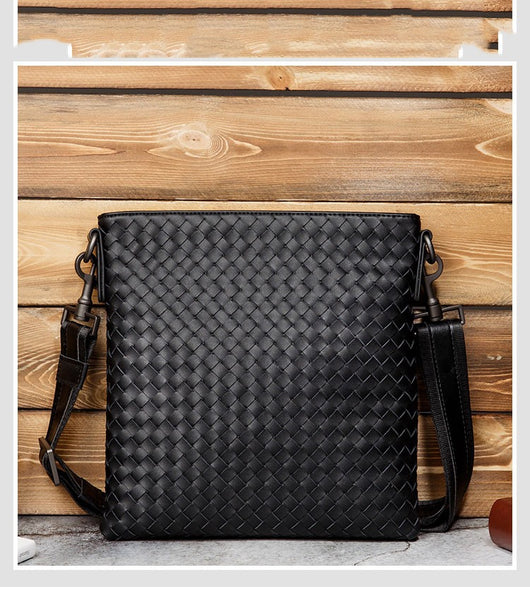 Bolso Tejido de Cuero para Hombre - Diseño Vertical Moderno - Image 10