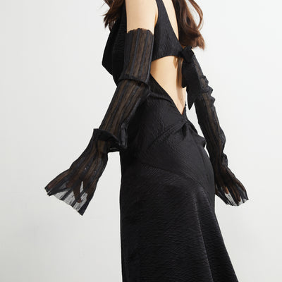 Vestido Vintage Cuello Swing Satén Oscuro - Image 3