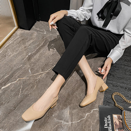 Zapatos de Cuero Genuino para Mujer con Tacón Medio y Punta Cuadrada - Image 16