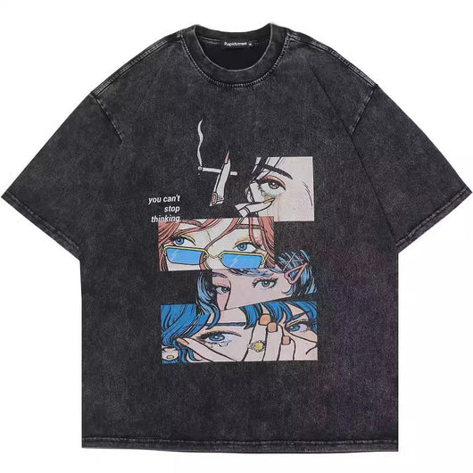 Playera Acolchada Retro Hip Hop Casual Manga Corta para Hombre - Image 3