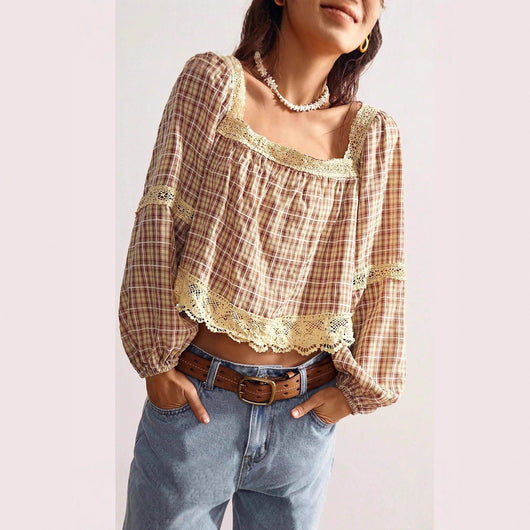 Blusa de Encaje Patchwork para Mujer - Image 4