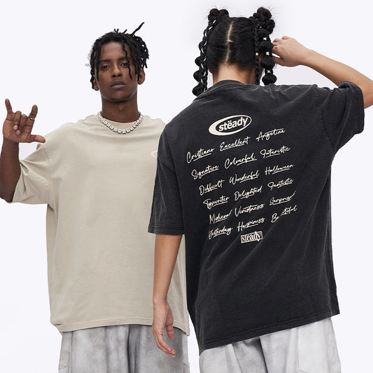 Camiseta Retro Lavada de Manga Corta para Hombre
