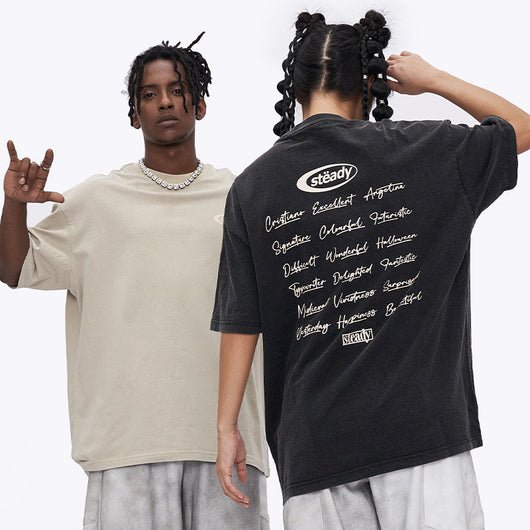 Camiseta Retro Lavada de Manga Corta para Hombre