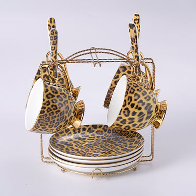 Juego de Taza y Platillo de Porcelana Fina con Diseño Leopardo - Image 3