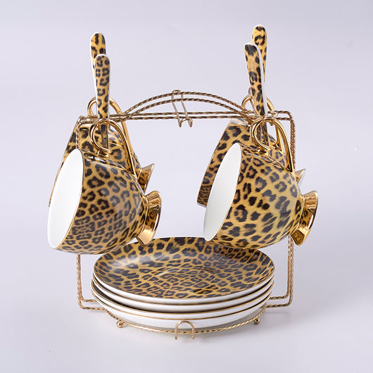 Juego de Taza y Platillo de Porcelana Fina con Diseño Leopardo - Image 3