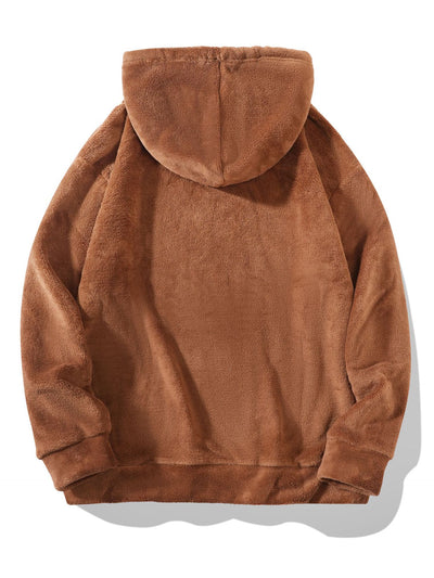Conjunto de Sudadera con Capucha y Shorts en Fleece Coral para Hombre Talla Grande - Image 36