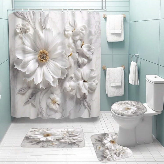 Cortina de Baño Impermeable con Diseño Floral Elegante - Image 13