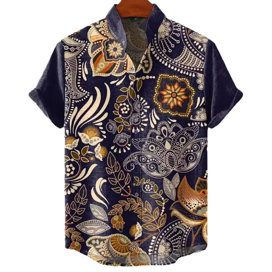 Camisa de Lino Cuello Mao Manga Corta para Hombre - Image 4
