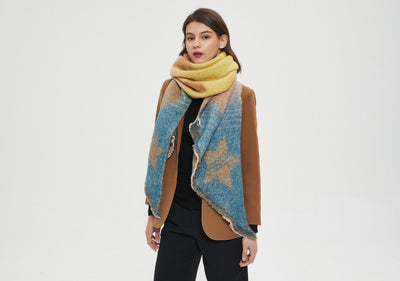 Chal Cálido Mujer Tejido Jacquard Combinado Otoño Invierno XINGX - Image 17
