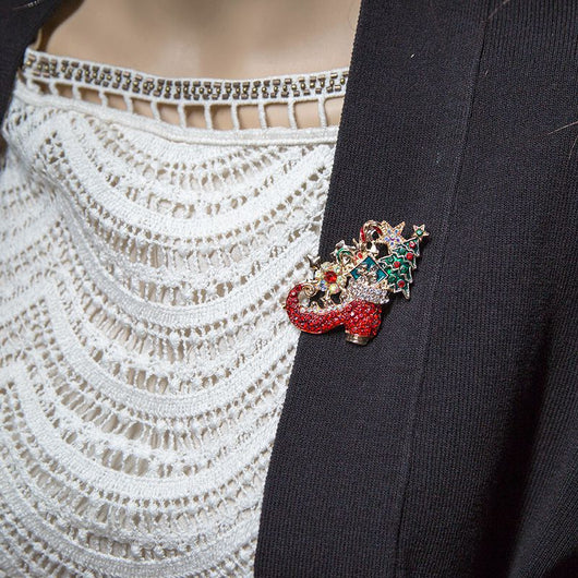 Broche Navideño Árbol de Diamantes en Aleación para Mujer - Image 5