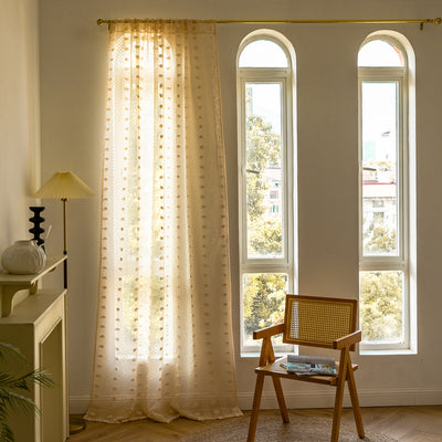 Cortinas Bohemias Texturizadas con Bordado Floral - Image 37