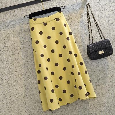 Falda Midi Lunares Cintura Alta Corte A Elegante - Image 4