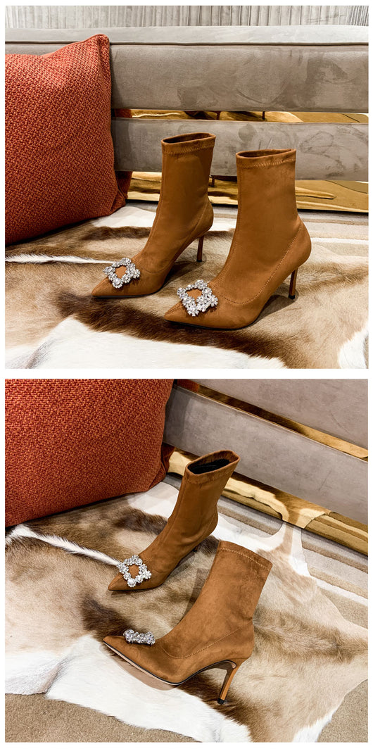 Botas Calcetín Elásticas con Tacón Aguja y Strass - Image 12