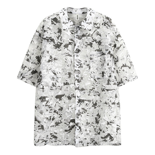 Camisa Manga Corta Tie-Dye Contraste para Hombre - Image 14