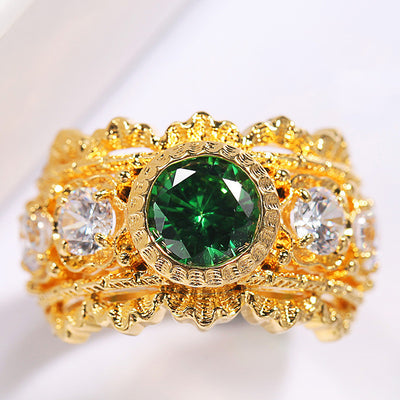 Anillo de Plata con Encaje Calado y Circonitas Brillantes