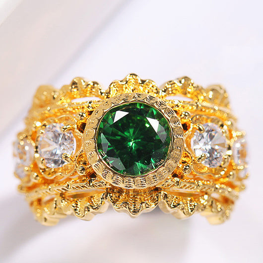 Anillo de Plata con Encaje Calado y Circonitas Brillantes