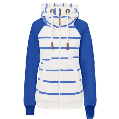 Sudadera con Capucha a Rayas y Cierre Frontal para Mujer - Image 3