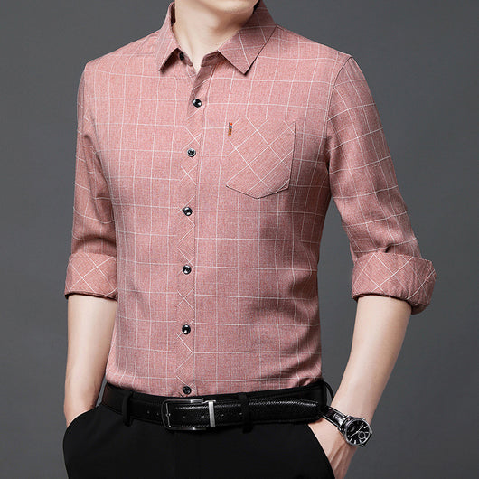 Camisa Cuadriculada de Lino para Hombre Maduro - Image 6