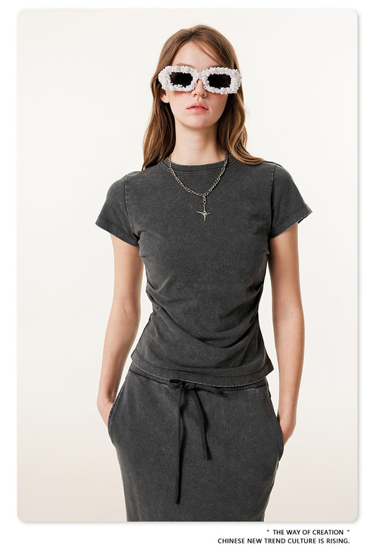 Camiseta Americana de Cintura Fruncida con Efecto Reductor - Image 27