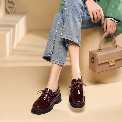 Zapatos de Cuero Charol para Mujer con Cordones - Estilo Casual Elegante - Image 4