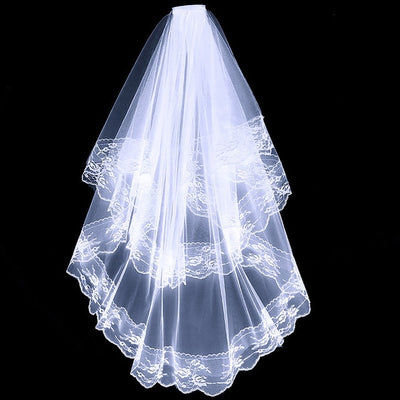 Velo de Novia Doble Capa con Encaje Elegante - Image 10