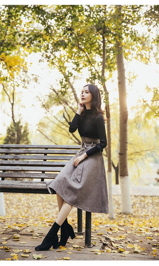 Conjunto Retro de Falda y Suéter de Lana para Mujer - Image 15