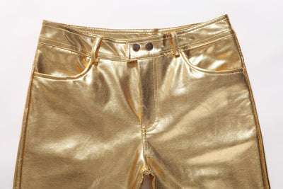 Pantalones Casuales Bronce Brillante con Efecto Metalizado - Image 7
