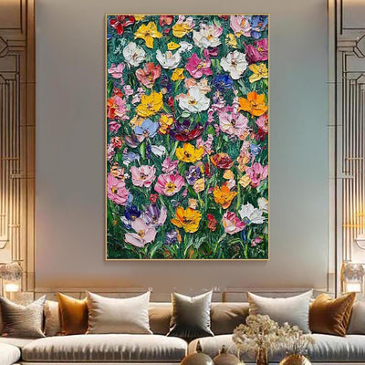 Cuadro al Óleo Floral Vibrante sin Marco Pintado a Mano - Image 5