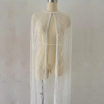 Chal Blanco con Lentejuelas y Cruz Pequeña para Mujer - Image 3