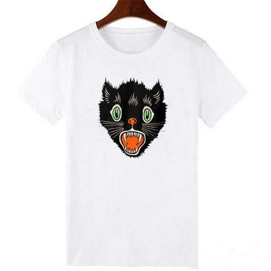 Camiseta Negra Estampado Patitas de Gato - Diseño Europeo Manga Corta - Image 3