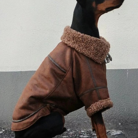 Abrigo de Cuero con Terciopelo Winter Plus para Perros Grandes