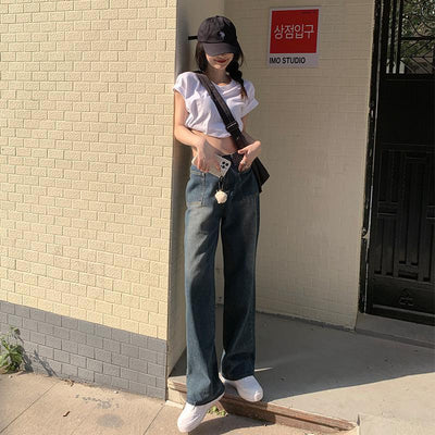 Jeans Retro Cintura Alta Estilo Americano para Mujer - Image 7