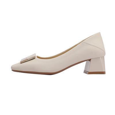 Tacones Altos de Cuero de Oveja con Hebilla Cuadrada y Tacón Robusto - Image 7