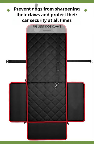 Black quilted pet car seat booster with adjustable straps and a leash attachment, designed for front seat use. - Image 12
