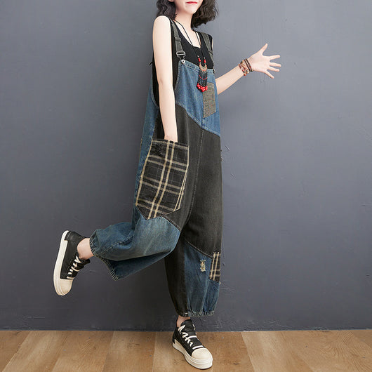 Overol Denim Talle Alto Holgado para Mujer Talla Grande - Image 4
