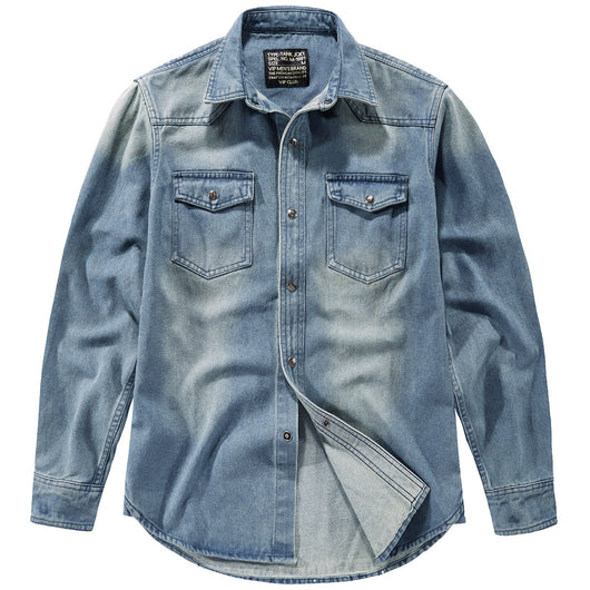 Camisa Denim Slim Fit de Manga Larga para Hombre