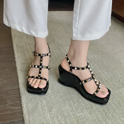 Sandalias Romanas con Cuña y Punta Cuadrada - Image 19