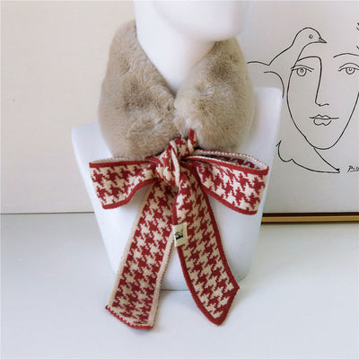 Bufanda Cuello de Piel Pata de Gallo Estilo Coreano - Abrigo Grueso Invierno Mujer - Image 9