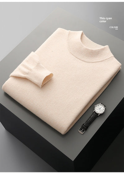 Suéter de Cuello Medio en Lana para Hombre - Pullover Ligero Otoño Invierno - Image 38