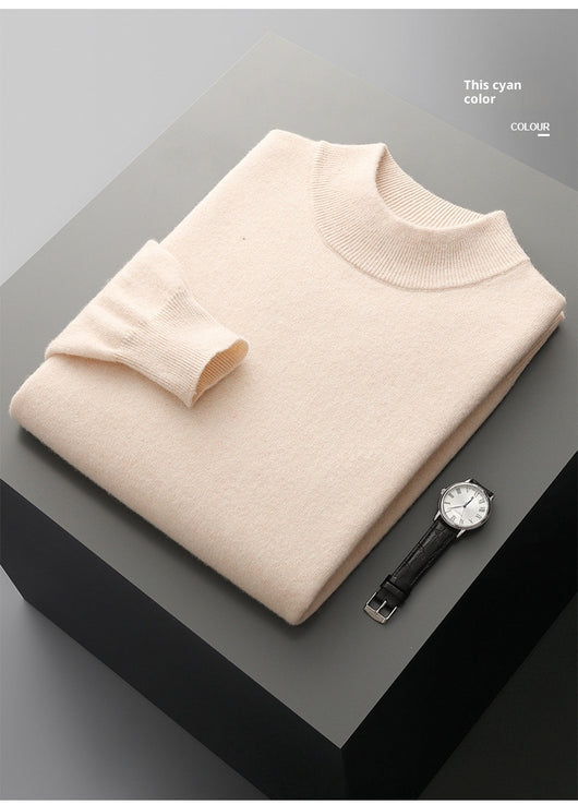 Suéter de Cuello Medio en Lana para Hombre - Pullover Ligero Otoño Invierno - Image 38