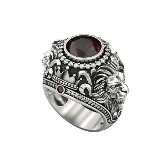 Anillo de Hombre Vintage en Aleación con Diseño de León y Diamantes - Image 9