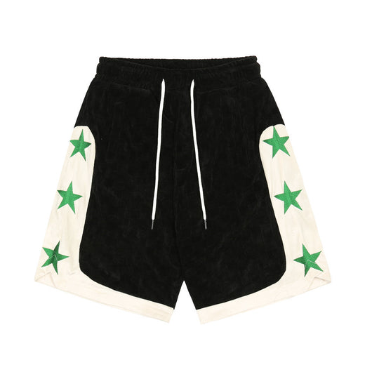Shorts Casuales para Hombre con Bordado de Estrella y Costuras en Contraste - Image 3