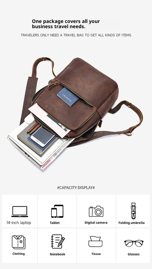 Mochila de Cuero para Hombre con Gran Capacidad - Image 16