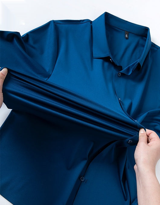 Camisa Manga Larga Sin Costuras Elástica Antiarrugas Efecto Hielo para Hombre - Image 10