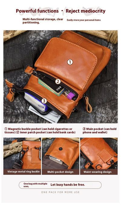 Bolsa de Cuero Crazy Horse para Hombre - Bandolera Cruzada Vintage - Image 14