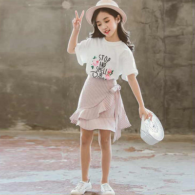 Conjunto de Falda y Blusa de Manga Corta para Niñas - Estilo Verano - Image 2