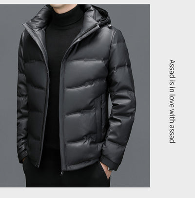 Abrigo de Cuero con Plumón de Pato Blanco para Hombre - Cálido y Elegante - Image 22