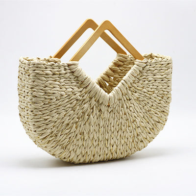 Bolsa de Mano Lunar con Asa de Madera y Paja - Image 14